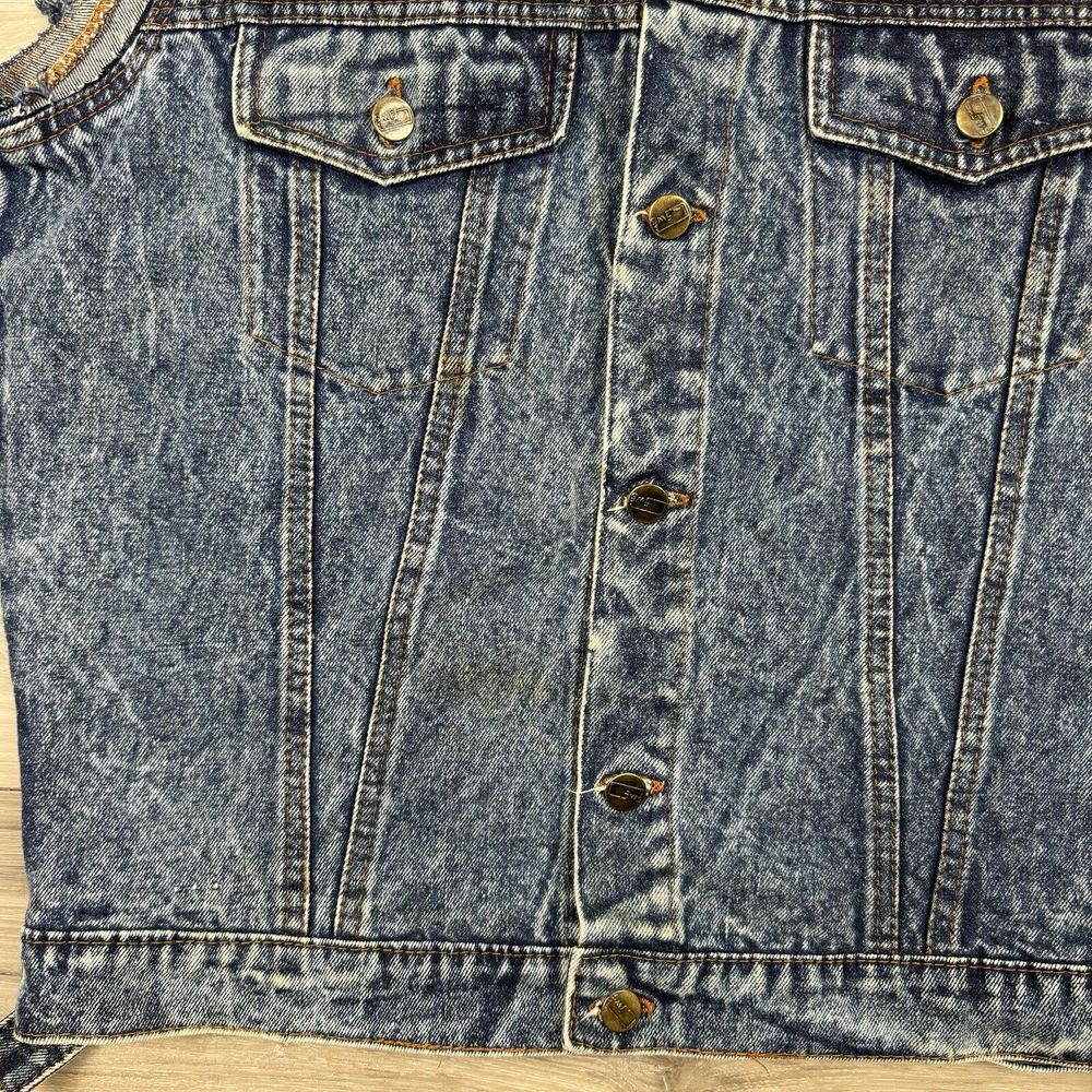 Vintage 80s Roots Denim Cutoff Vest STP Racing Patch Fits Men's Medium Biker‎ - Picture 2 of 5